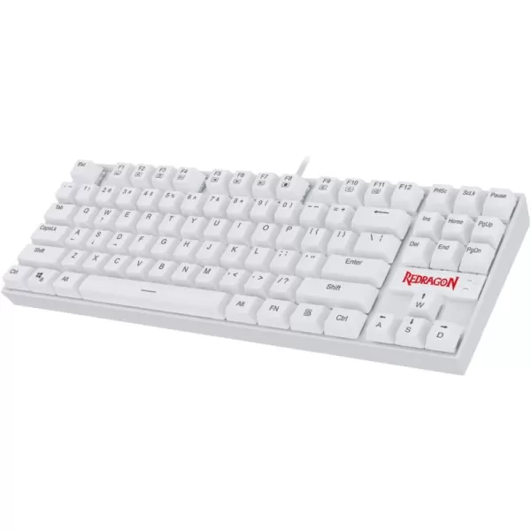Redragon K552 Mechanical Gaming Keyboard 60 Compact 87 Key Kumara Wired Blue Switches for Windows PC Gamers Not Backlit White