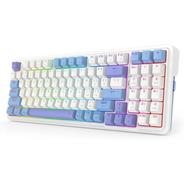 Redragon Mechanical Keyboard Wireless Gaming Keyboard Wireless 3Modes 94 Keys Mechanical Keyboard HotSwap Socket RGB Creamy Gaming Keyboard Gasket Structure for PCTabletLaptopXboxPS4PS5