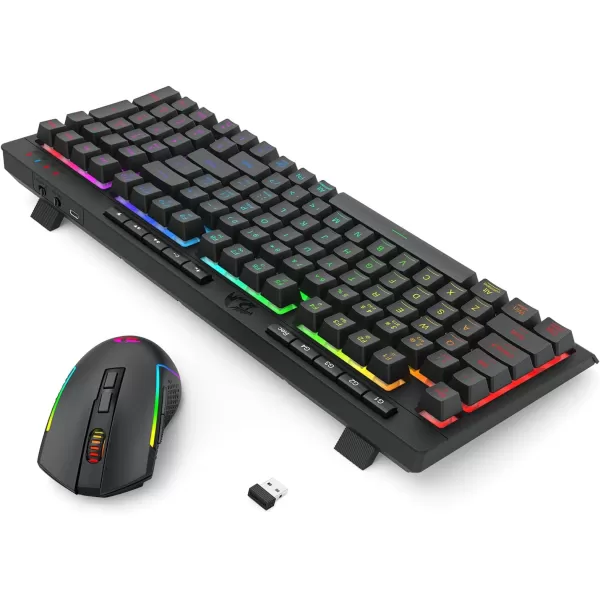 Redragon BS142 Wireless Gaming Keyboard ampamp Mouse Combo 98 Keys K515 PRO Wireless RGB Membrane Keyboard and Wireless M693 PRO Gaming Mouse BundleK515  M693 PRO