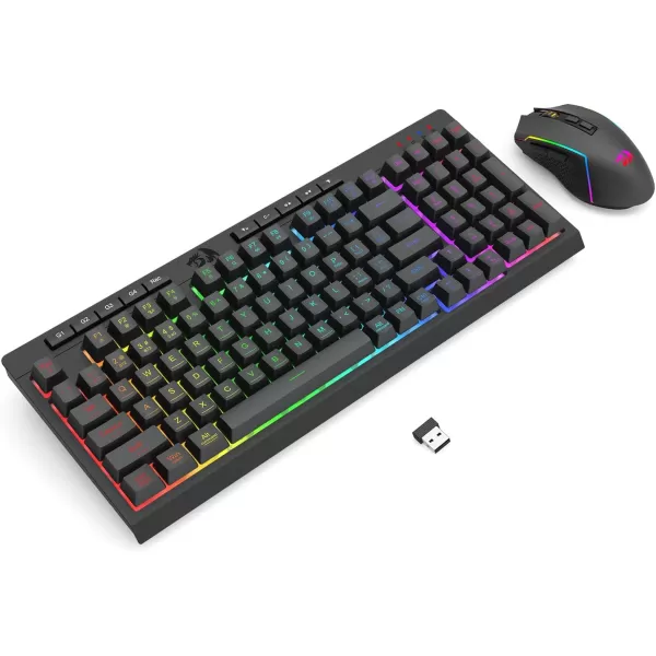 Redragon BS142 Wireless Gaming Keyboard ampamp Mouse Combo 98 Keys K515 PRO Wireless RGB Membrane Keyboard and Wireless M693 PRO Gaming Mouse BundleK515  M693 PRO