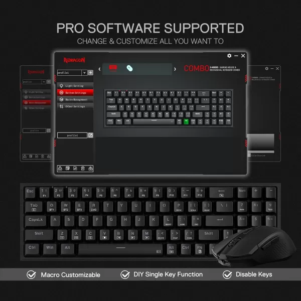 Redragon BS142 Wireless Gaming Keyboard ampamp Mouse Combo 98 Keys K515 PRO Wireless RGB Membrane Keyboard and Wireless M693 PRO Gaming Mouse BundleK628  M693 PRO