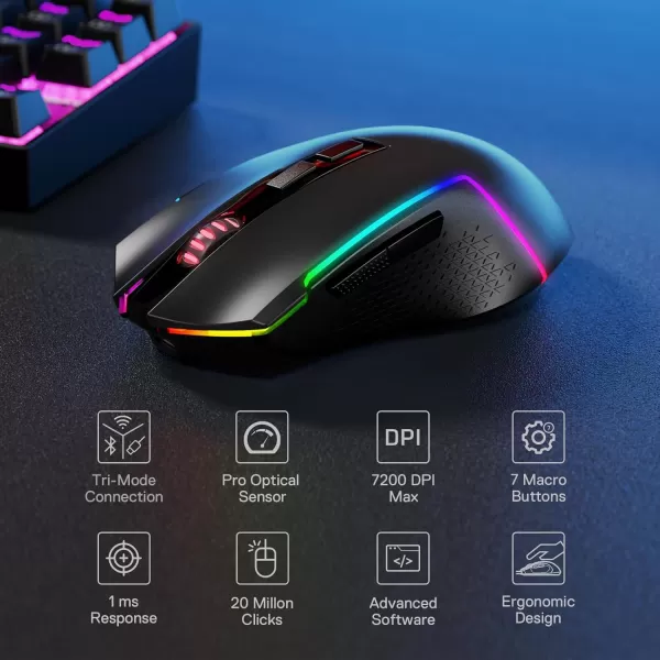 Redragon BS142 Wireless Gaming Keyboard ampamp Mouse Combo 98 Keys K515 PRO Wireless RGB Membrane Keyboard and Wireless M693 PRO Gaming Mouse BundleK628  M693 PRO
