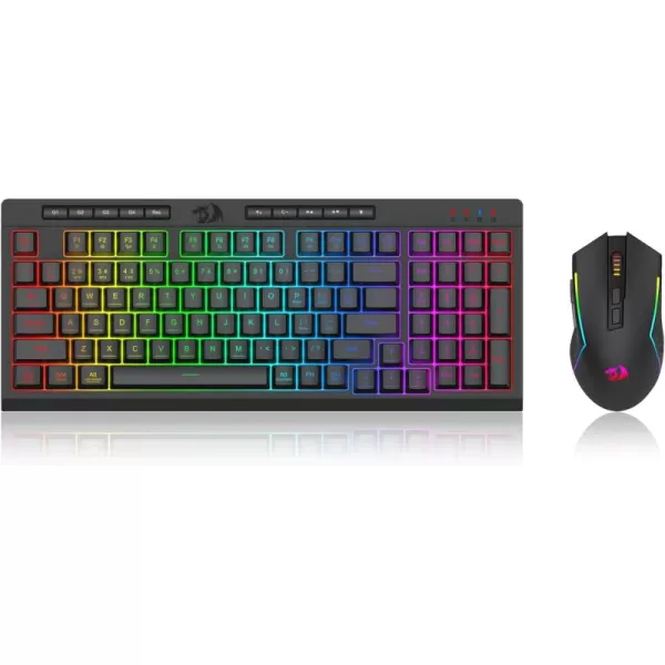 Redragon BS142 Wireless Gaming Keyboard ampamp Mouse Combo 98 Keys K515 PRO Wireless RGB Membrane Keyboard and Wireless M693 PRO Gaming Mouse BundleK515  M693 PRO