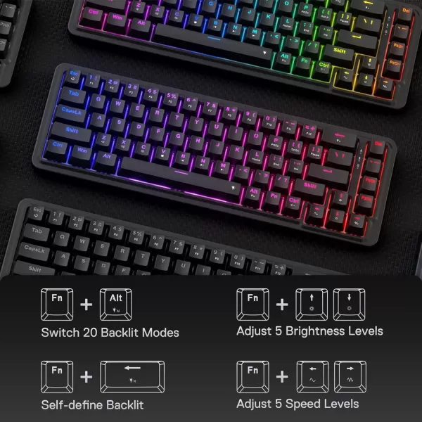 Redragon K709 PRO 65 Wireless Gasket RGB Gaming Keyboard 68 Keys HotSwap Compact Mechanical Keyboard wFreeMod Socket 5Layer Noise Dampening ampamp Round PBT Keycaps Quiet Custom Linear SwitchEssential Black