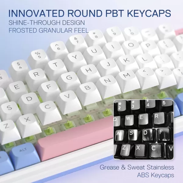 Redragon K709 PRO 65 Wireless Gasket RGB Gaming Keyboard 68 Keys HotSwap Compact Mechanical Keyboard wFreeMod Socket 5Layer Noise Dampening ampamp Round PBT Keycaps Quiet Custom Linear SwitchWonder Pink  Blue