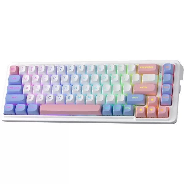 Redragon K709 PRO 65 Wireless Gasket RGB Gaming Keyboard 68 Keys HotSwap Compact Mechanical Keyboard wFreeMod Socket 5Layer Noise Dampening ampamp Round PBT Keycaps Quiet Custom Linear SwitchWonder Pink  Blue