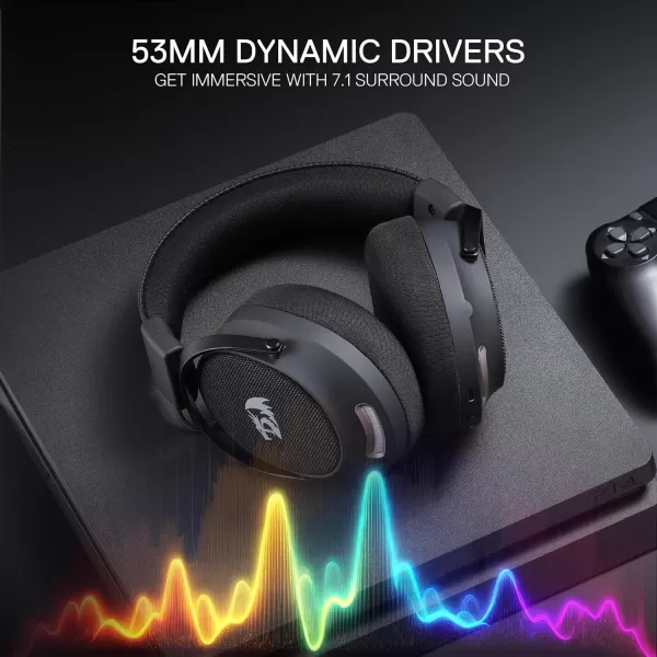 Redragon H858 3Mode Wireless Gaming Headset 71 Surround Sound 53 mm Drivers Memory Foam Ear Pads Detachable Noisecanceling Microphone OverEar Headphones Works for Mobile PCPS5XBOXNS