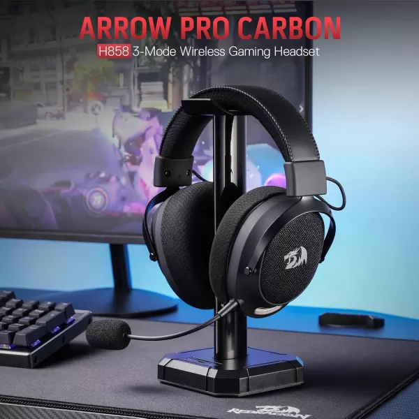 Redragon H858 3Mode Wireless Gaming Headset 71 Surround Sound 53 mm Drivers Memory Foam Ear Pads Detachable Noisecanceling Microphone OverEar Headphones Works for Mobile PCPS5XBOXNS