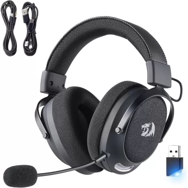 Redragon H858 3Mode Wireless Gaming Headset 71 Surround Sound 53 mm Drivers Memory Foam Ear Pads Detachable Noisecanceling Microphone OverEar Headphones Works for Mobile PCPS5XBOXNS