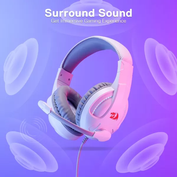 imageRedragon H211 Cronus Black Wired Gaming Headset Stereo Surround Sound NoiseCanceling Microphone Dynamic RGB Backlight 40 mm Drivers OverEar Headphones Works for PCPS5XBOXNSWhite