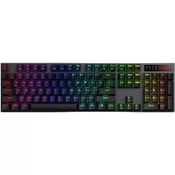 imageRedragon K556 RGB LED Backlit Wired Mechanical Gaming Keyboard 104 Keys HotSwap Mechanical Keyboard wAluminum Base Upgraded Socket and Noise Absorbing Foams Soft Tactile Brown SwitchRed Switch