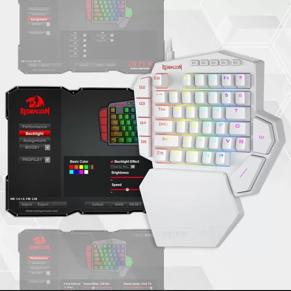 imageRedragon K585 DITI OneHanded RGB Mechanical Gaming Keyboard 42 Keys TypeC Professional Gaming Keypad wUpgraded HotSwappable Socket 7 Onboard Macro Keys ampamp Detachable Wrist RestWhite