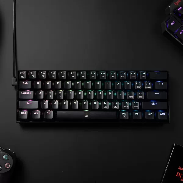 imageRedragon K630 Dragonborn 60 Wired RGB Gaming Keyboard 61 Keys Compact Mechanical Keyboard with Linear Red Switch Pro Driver Support WhiteBlack