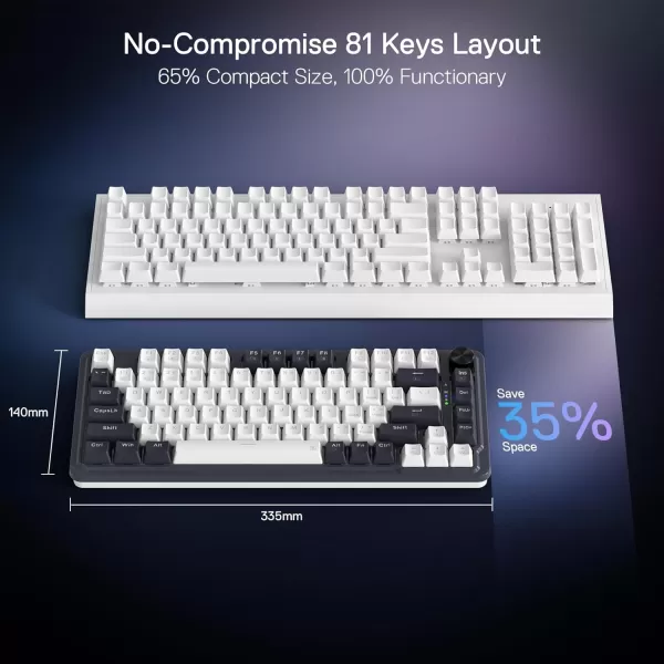 imageRedragon K673 PRO 75 Wireless Gasket RGB Gaming Keyboard 3Modes 81 Keys Compact Mechanical Keyboard HotSwap Socket Dedicated Knob Control and Sound Absorbing Pads Linear Red SwitchAbyssal Blue