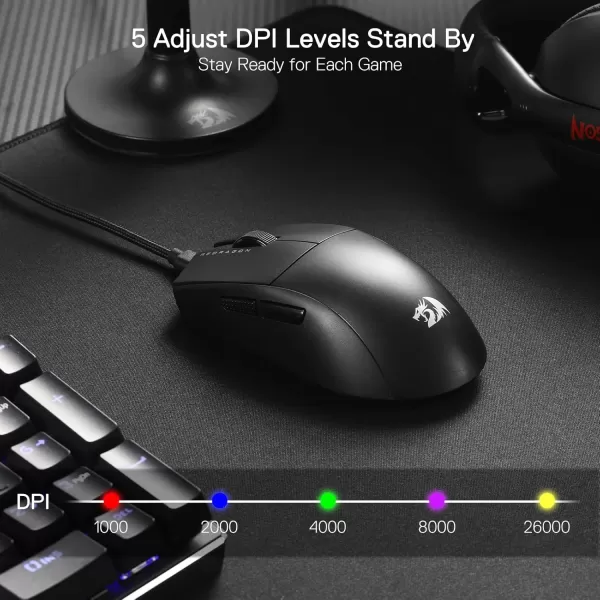 imageRedragon M996 Wired 8K Polling Rate Gaming Mouse 42G UltraLight 26000 Max DPI Gaming Mouse wErgonomic Natural Grip Build Full Programmable Buttons Software Supports DIY Keybinds ampamp DPIBlack