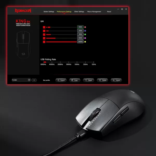 imageRedragon M996 Wired 8K Polling Rate Gaming Mouse 42G UltraLight 26000 Max DPI Gaming Mouse wErgonomic Natural Grip Build Full Programmable Buttons Software Supports DIY Keybinds ampamp DPIBlack