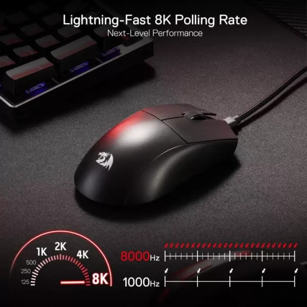 imageRedragon M996 Wired 8K Polling Rate Gaming Mouse 42G UltraLight 26000 Max DPI Gaming Mouse wErgonomic Natural Grip Build Full Programmable Buttons Software Supports DIY Keybinds ampamp DPIBlack