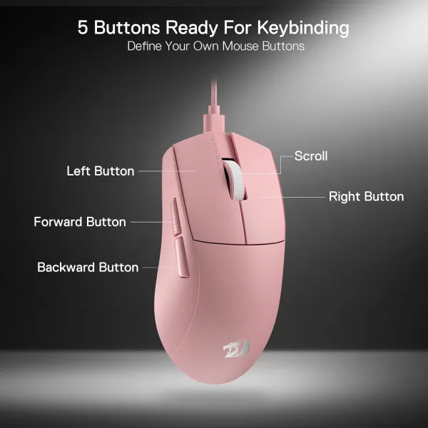 imageRedragon M996 Wired 8K Polling Rate Gaming Mouse 42G UltraLight 26000 Max DPI Gaming Mouse wErgonomic Natural Grip Build Full Programmable Buttons Software Supports DIY Keybinds ampamp DPIPink