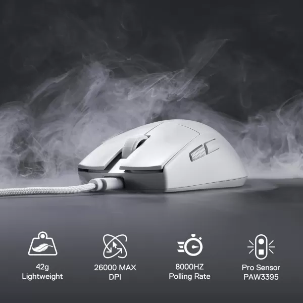 imageRedragon M996 Wired 8K Polling Rate Gaming Mouse 42G UltraLight 26000 Max DPI Gaming Mouse wErgonomic Natural Grip Build Full Programmable Buttons Software Supports DIY Keybinds ampamp DPIWhite