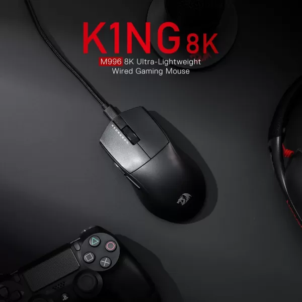 imageRedragon M996 Wired 8K Polling Rate Gaming Mouse 42G UltraLight 26000 Max DPI Gaming Mouse wErgonomic Natural Grip Build Full Programmable Buttons Software Supports DIY Keybinds ampamp DPIBlack