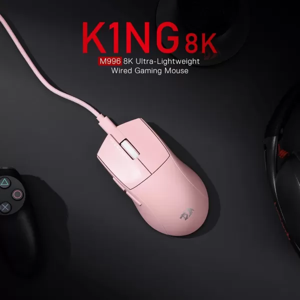 imageRedragon M996 Wired 8K Polling Rate Gaming Mouse 42G UltraLight 26000 Max DPI Gaming Mouse wErgonomic Natural Grip Build Full Programmable Buttons Software Supports DIY Keybinds ampamp DPIPink