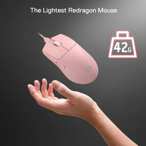 imageRedragon M996 Wired 8K Polling Rate Gaming Mouse 42G UltraLight 26000 Max DPI Gaming Mouse wErgonomic Natural Grip Build Full Programmable Buttons Software Supports DIY Keybinds ampamp DPIPink