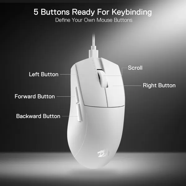 imageRedragon M996 Wired 8K Polling Rate Gaming Mouse 42G UltraLight 26000 Max DPI Gaming Mouse wErgonomic Natural Grip Build Full Programmable Buttons Software Supports DIY Keybinds ampamp DPIWhite