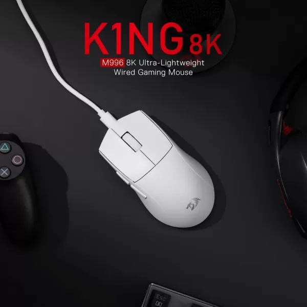 imageRedragon M996 Wired 8K Polling Rate Gaming Mouse 42G UltraLight 26000 Max DPI Gaming Mouse wErgonomic Natural Grip Build Full Programmable Buttons Software Supports DIY Keybinds ampamp DPIWhite
