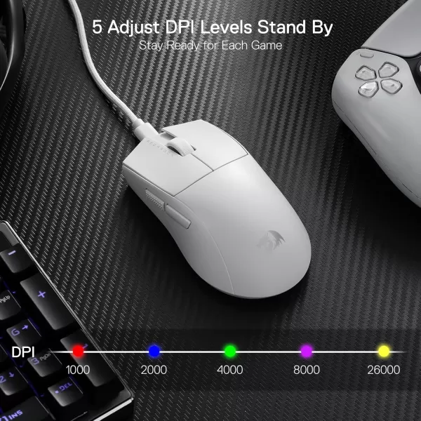 imageRedragon M996 Wired 8K Polling Rate Gaming Mouse 42G UltraLight 26000 Max DPI Gaming Mouse wErgonomic Natural Grip Build Full Programmable Buttons Software Supports DIY Keybinds ampamp DPIWhite