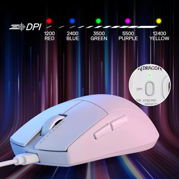 imageRedragon M996 Wired 8K Polling Rate Gaming Mouse 42G UltraLight 26000 Max DPI Gaming Mouse wErgonomic Natural Grip Build Full Programmable Buttons Software Supports DIY Keybinds ampamp DPIWhite