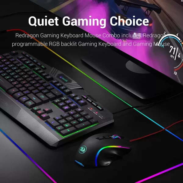 imageRedragon S101BB PC Gaming Keyboard Mouse Combo RGB LED Backlit Wired with Macro ampamp Multimedia Keys 8 Buttons RGB Backlit Mouse 7200 DPI for Windows Computer Gamers Gaming Mouse and Keyboard Set