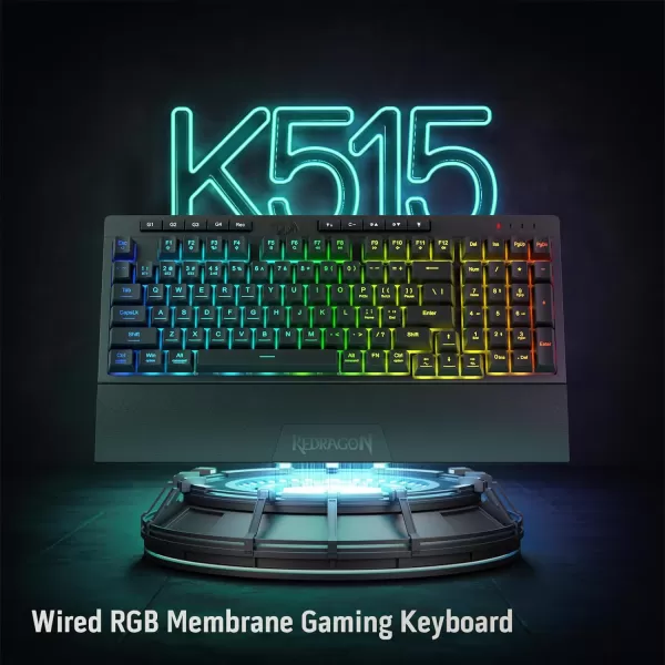 imageRedragon K515 PRO Shiva RGB Wireless Membrane Gaming Keyboard 98 Keys MechanicalFeel Keyboard wSmooth Linear Switch OnBoard Macro ampamp Multimedia Keys Detachable Wrist Rest Software SupportedBlack K515 PRO