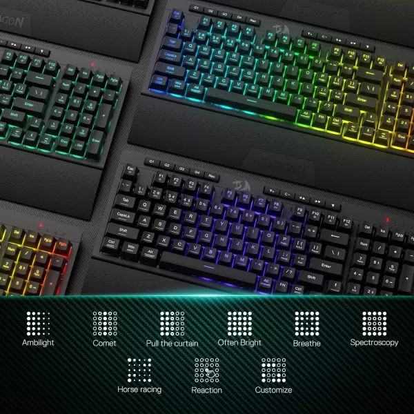 imageRedragon K515 PRO Shiva RGB Wireless Membrane Gaming Keyboard 98 Keys MechanicalFeel Keyboard wSmooth Linear Switch OnBoard Macro ampamp Multimedia Keys Detachable Wrist Rest Software SupportedBlack K515 PRO