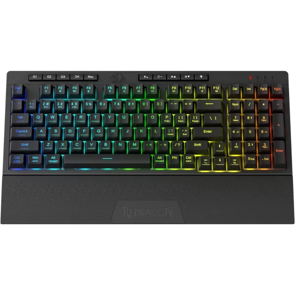 imageRedragon K515 PRO Shiva RGB Wireless Membrane Gaming Keyboard 98 Keys MechanicalFeel Keyboard wSmooth Linear Switch OnBoard Macro ampamp Multimedia Keys Detachable Wrist Rest Software SupportedBlack K515 PRO