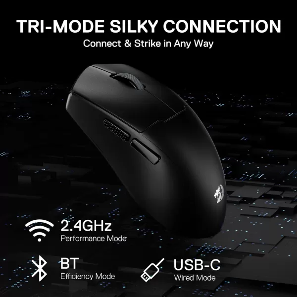imageRedragon M918 PRO 3Mode Wireless Gaming Mouse 55G Lightweight 26K DPI Gamer Mouse wErgonomic Natural Grip Build Full Programmable Buttons Software Supports DIY Keybinds ampamp DPIBlack