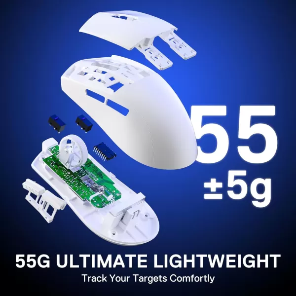 imageRedragon M918 PRO 3Mode Wireless Gaming Mouse 55G Lightweight 26K DPI Gamer Mouse wErgonomic Natural Grip Build Full Programmable Buttons Software Supports DIY Keybinds ampamp DPIWhite