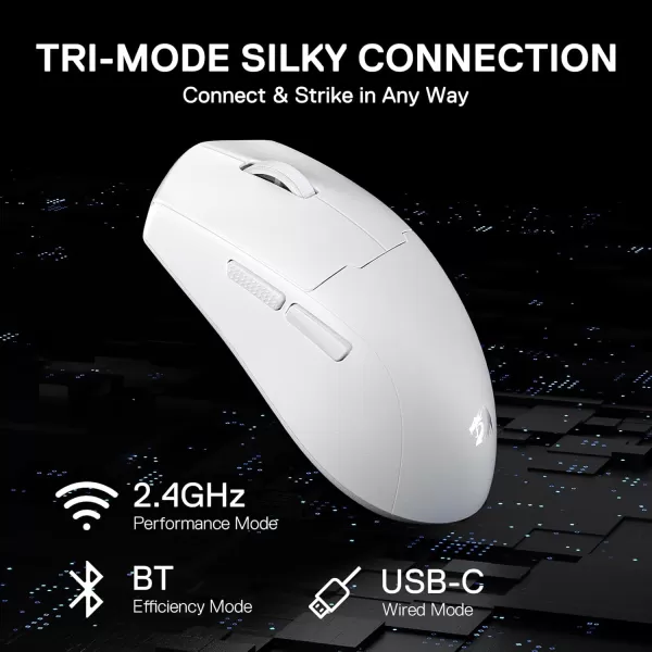 imageRedragon M918 PRO 3Mode Wireless Gaming Mouse 55G Lightweight 26K DPI Gamer Mouse wErgonomic Natural Grip Build Full Programmable Buttons Software Supports DIY Keybinds ampamp DPIWhite