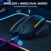 imageRedragon Wireless Gaming Mouse TriMode 24GUSBCBluetooth Ergonomic Mouse Gaming 8000 DPI RGB Backlit Fully Programmable Rechargeable Wireless Computer Mouse for Laptop PC Mac M814M915PRO