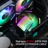 imageRedragon GCP06 RGB Power Extension Cable  24 Pin ATX Power Supply Cable 5V 3 Pin ARGB Sync 20CM Length with Cable Combs Customized Power Supply Mod Sleeve Extension Cable