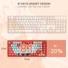 imageRedragon K673 GB 75 Wireless Gasket RGB Gaming Keyboard 3Modes 81 Keys PBT Compact Mechanical Keyboard wHotSwap Socket Dedicated Knob Control ampamp 5Layer Noise Dampening Custom Linear SwitchFlaming Red