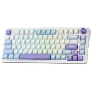 imageRedragon K673 GB 75 Wireless Gasket RGB Gaming Keyboard 3Modes 81 Keys PBT Compact Mechanical Keyboard wHotSwap Socket Dedicated Knob Control ampamp 5Layer Noise Dampening Custom Linear SwitchMoonrise Violet