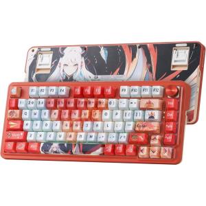 imageRedragon K673 GB 75 Wireless Gasket RGB Gaming Keyboard 3Modes 81 Keys PBT Compact Mechanical Keyboard wHotSwap Socket Dedicated Knob Control ampamp 5Layer Noise Dampening Custom Linear SwitchFlaming Red