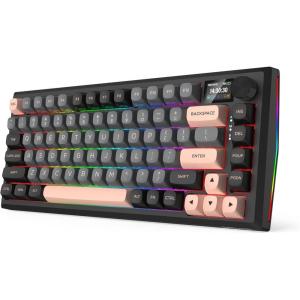 imageRedragon K720 Wireless CNC Gasket Gaming Keyboard wHype Screen ampamp Knob 81 Keys Mechanical Keyboard Smart 114 TFT Info Display 5Layer Noise Dampening Custom Linear Switch Dawn Sakura Color