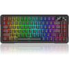 imageRedragon K724 PRO Wireless Gasket Gaming Keyboard wHype Screen ampamp Knob 81Key Mechanical Keyboard EasyControl 114 TFT Info Display 5Layer Noise Dampening Custom Linear Switch Dark Jade ColorBlack