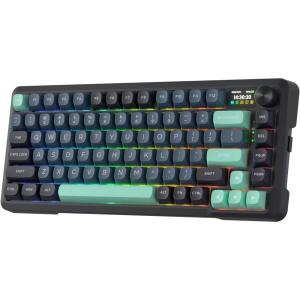imageRedragon K724 PRO Wireless Gasket Gaming Keyboard wHype Screen ampamp Knob 81Key Mechanical Keyboard EasyControl 114 TFT Info Display 5Layer Noise Dampening Custom Linear Switch Dark Jade ColorDark Jade