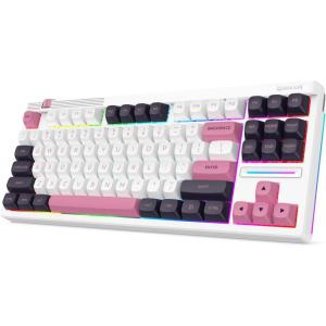 imageRedragon K728 PRO SE 80 87 Keys Wireless Gasket RGB Gaming Keyboard 3Mode Anime Mechanical Keyboard wHotSwap SouthFacing LED Socket 5Layer Noise Dampening Custom HiFi Linear SwitchBubblegum Pink