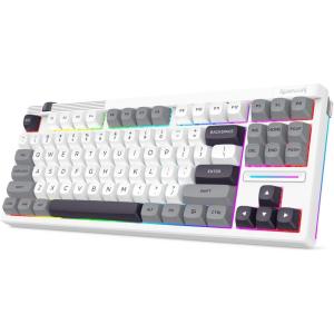 imageRedragon K728 PRO SE 80 87 Keys Wireless Gasket RGB Gaming Keyboard 3Mode Anime Mechanical Keyboard wHotSwap SouthFacing LED Socket 5Layer Noise Dampening Custom HiFi Linear SwitchMoonDust Gray Silent Switch