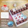 imageRedragon K745 PRO Wireless Gasket RGB Gaming Keyboard 108 Keys Mechanical Keyboard wExtra 4 Hotkeys HotSwap SouthFacing LED Socket 5Layer Noise Dampening Round PBT Keycaps Mint Mambo SwitchGingerbread Man
