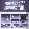 imageRedragon K745 PRO Wireless Gasket RGB Gaming Keyboard 108 Keys Mechanical Keyboard wExtra 4 Hotkeys HotSwap SouthFacing LED Socket 5Layer Noise Dampening Round PBT Keycaps Mint Mambo SwitchCharming Purple