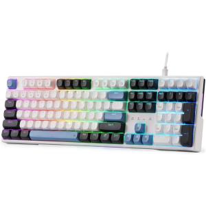 imageRedragon K745 PRO Wireless Gasket RGB Gaming Keyboard 108 Keys Mechanical Keyboard wExtra 4 Hotkeys HotSwap SouthFacing LED Socket 5Layer Noise Dampening Round PBT Keycaps Mint Mambo SwitchGlacier Azure